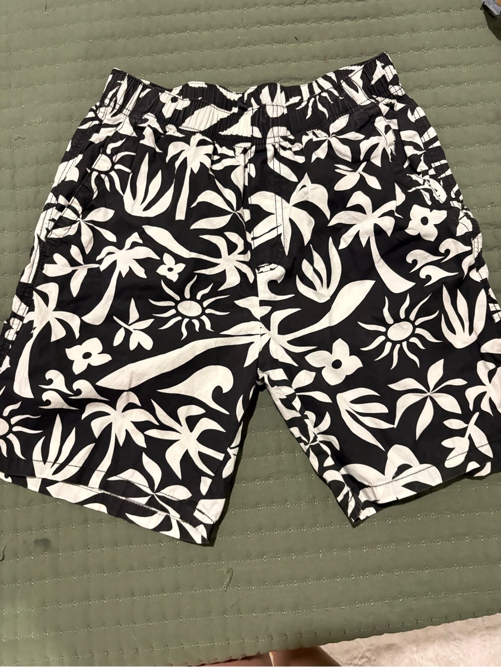 H&M Black and White Tropical Swim Trunks